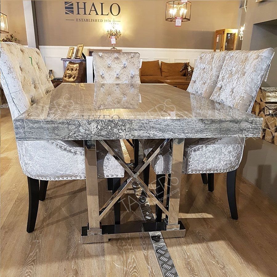 Stone International Impero Marble Dining Set Regarding Best And Newest Garten Marble Skirted Side Chairs Set Of  (View 12 of 20)