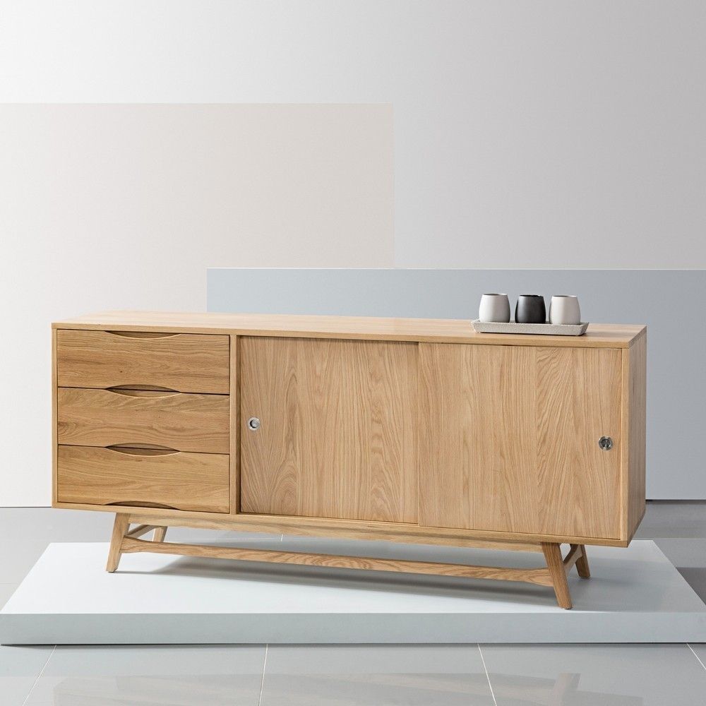 Svend Sideboard – Solid Oak – 180x45x80cm – White/grey Doors – Icon Intended For Most Recent Tobias 4 Door Sideboards (Photo 4 of 20)