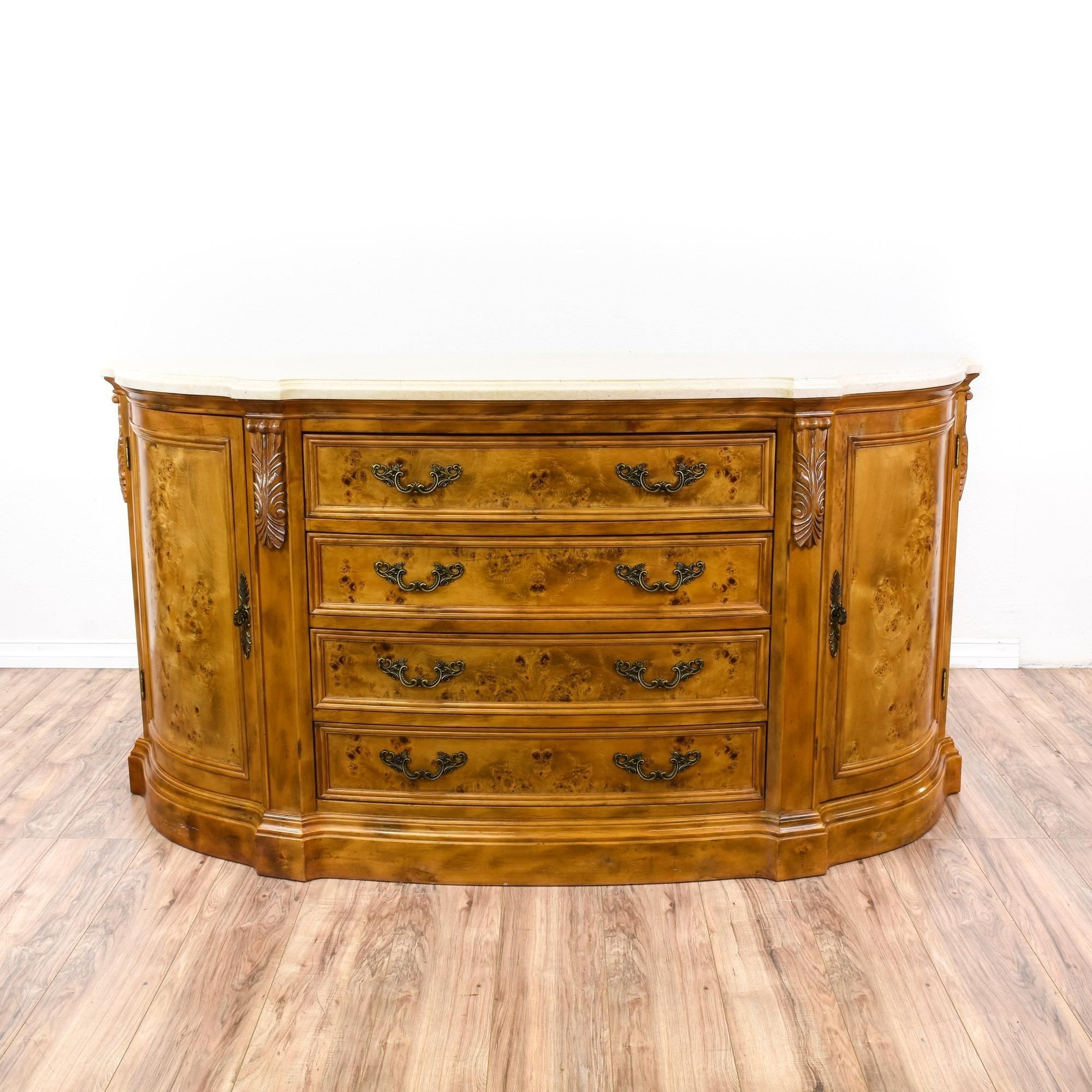 This "canterbury Home Furnishings" Buffet Is Featured In A Solid Intended For Most Popular Antique Walnut Finish 2 Door/4 Drawer Sideboards (Photo 2 of 20)