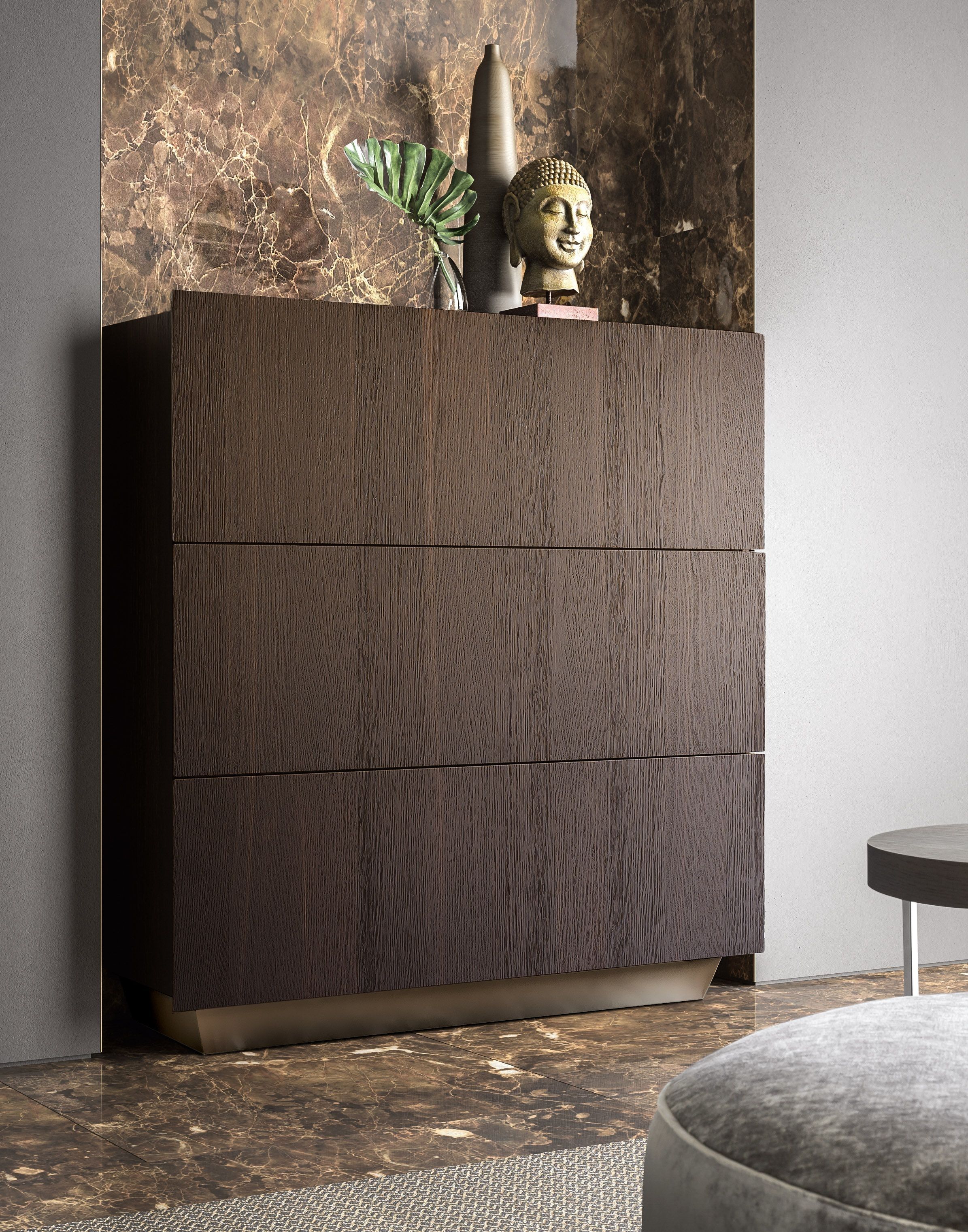 Tosca Sideboard With Burnt Oak Exterior And Bronze Base | Pianca With Best And Newest Burnt Oak Wood Sideboards (View 4 of 20)