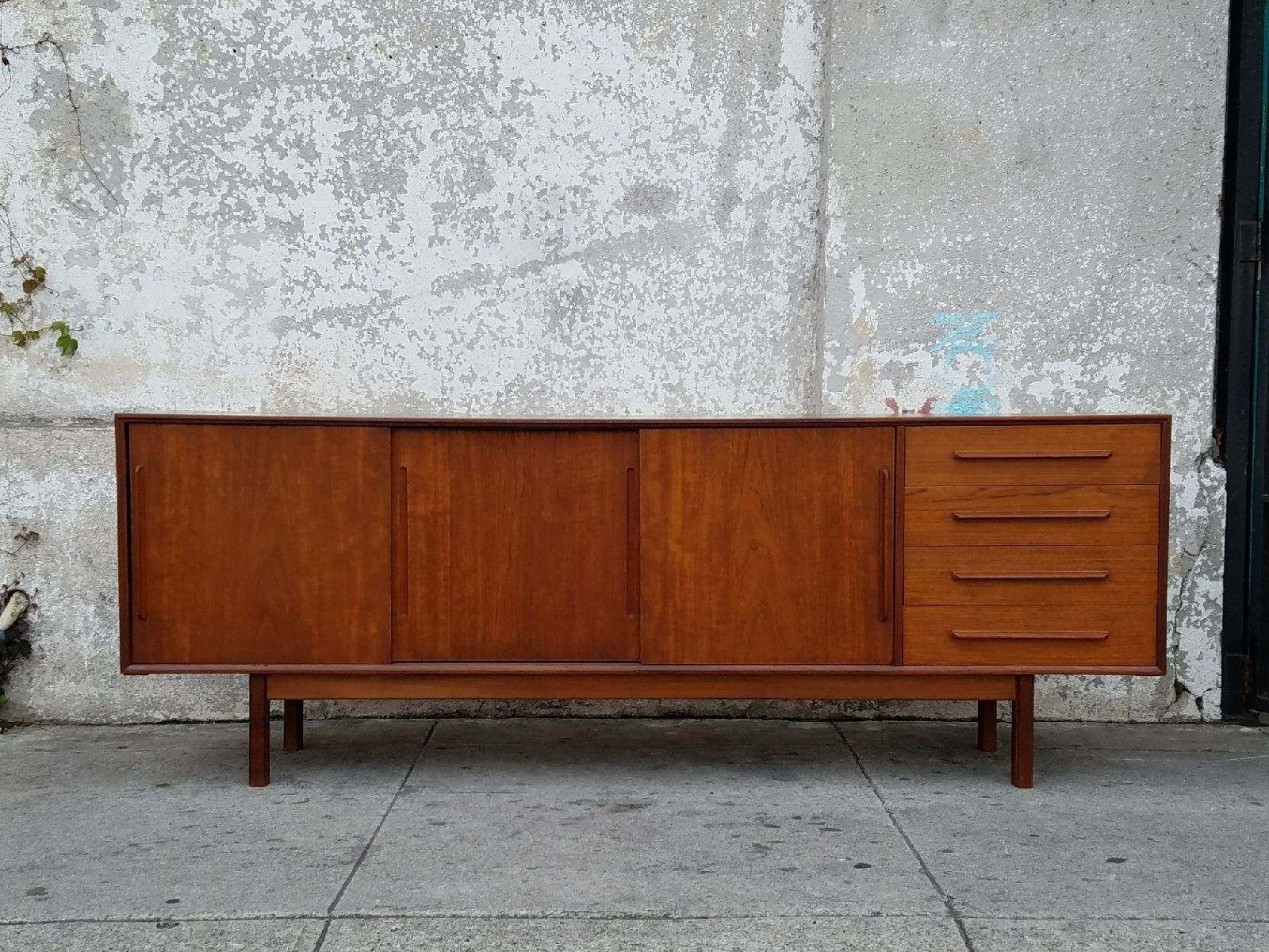 Vintage Danish Teak Mid Century Credenza Sideboard | Mid Century Pertaining To 2017 Parrish Sideboards (View 2 of 20)