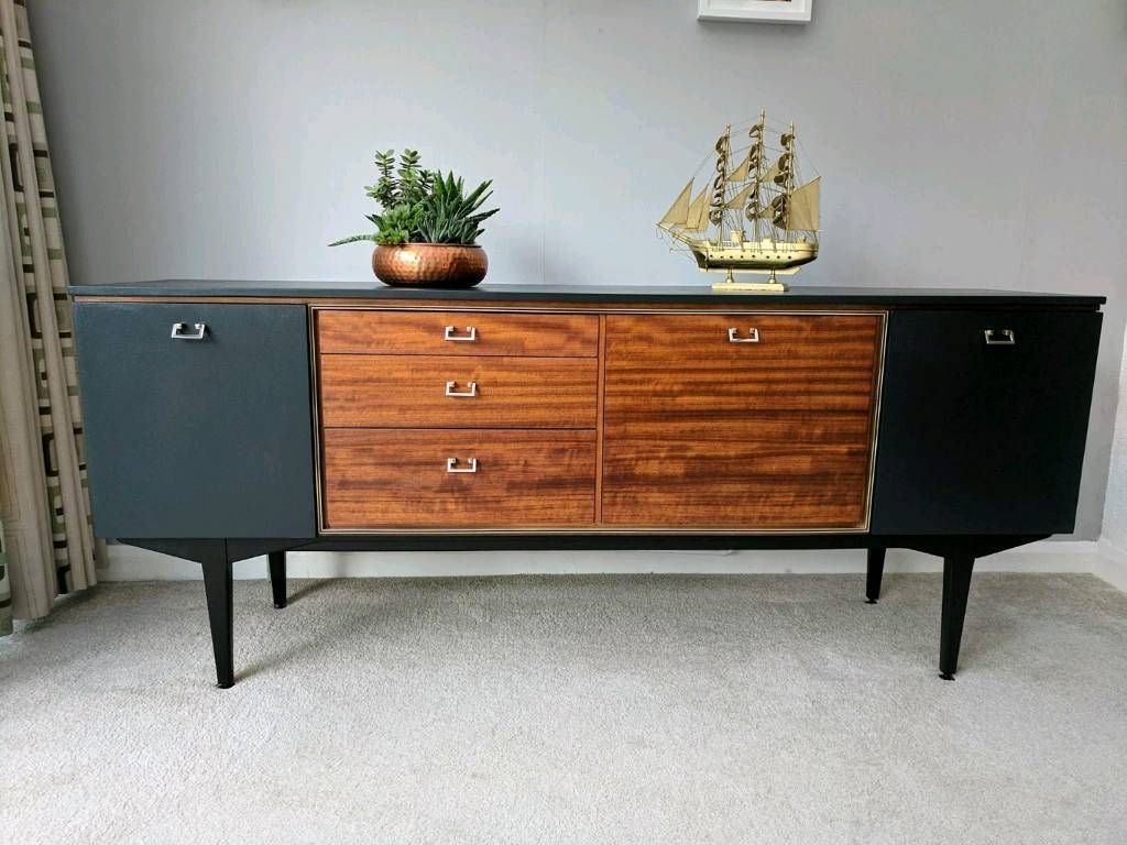Vintage Mid Century Teak Sideboardnathan 1960' Upcyclep With In Newest Vintage 8 Glass Sideboards (Photo 13 of 20)