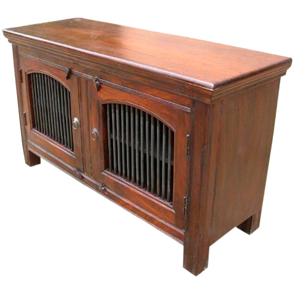 Wade Solid Wood 2 Wrought Iron Door Buffet Cabinet With Most Popular Black Oak Wood And Wrought Iron Sideboards (View 14 of 20)