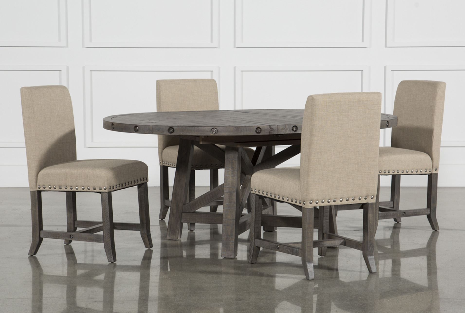 Well Known Mindy Slipcovered Side Chairs Within Jaxon Grey 5 Piece Round Extension Dining Set W/upholstered Chairs (Photo 15 of 20)