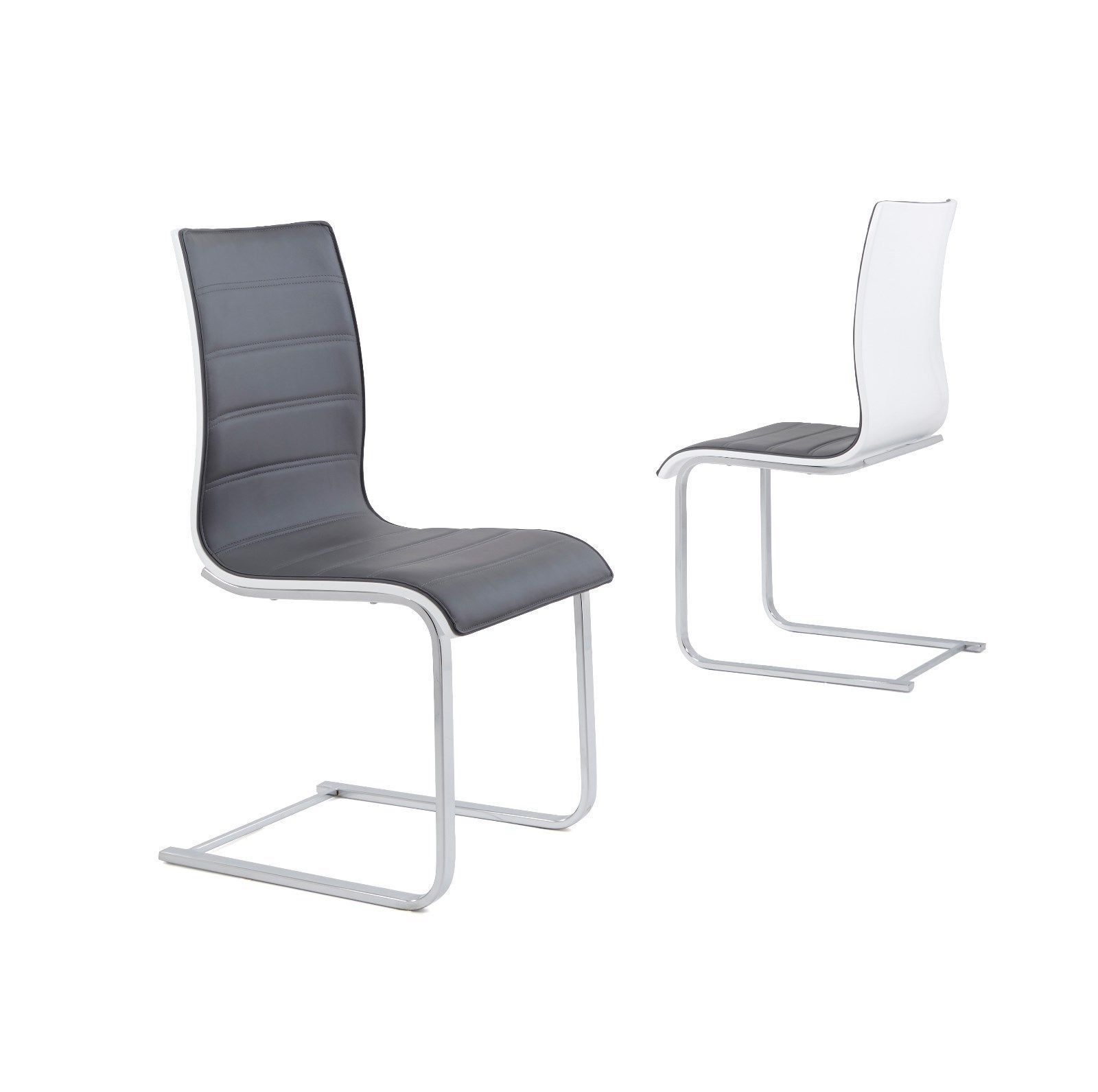 Widely Used Grey Dining Chairs Pertaining To Wynn High Gloss Back Dining Chairs Only – Grey & White (Photo 12 of 20)