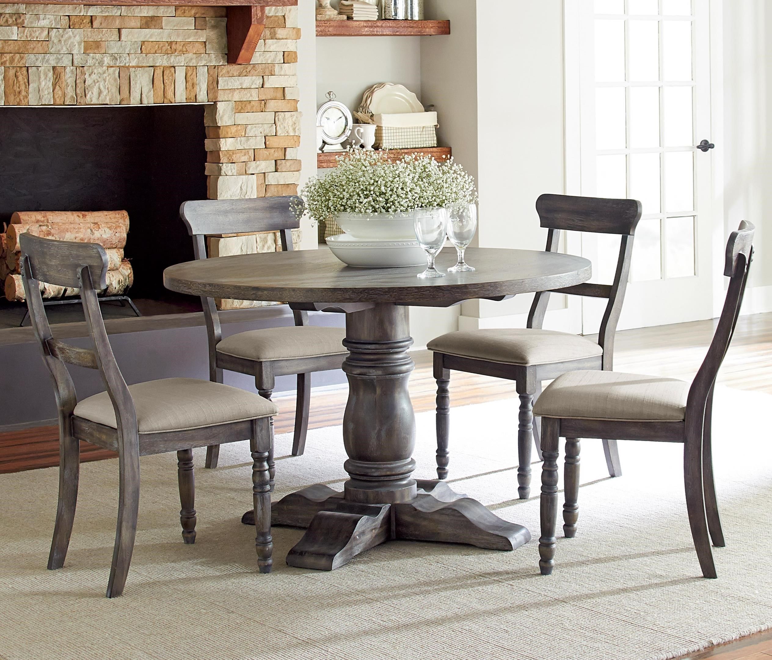 Widely Used Lindy Dove Grey Side Chairs With Regard To Progressive Furniture Muses 5 Piece Round Dining Table Set With (View 19 of 20)
