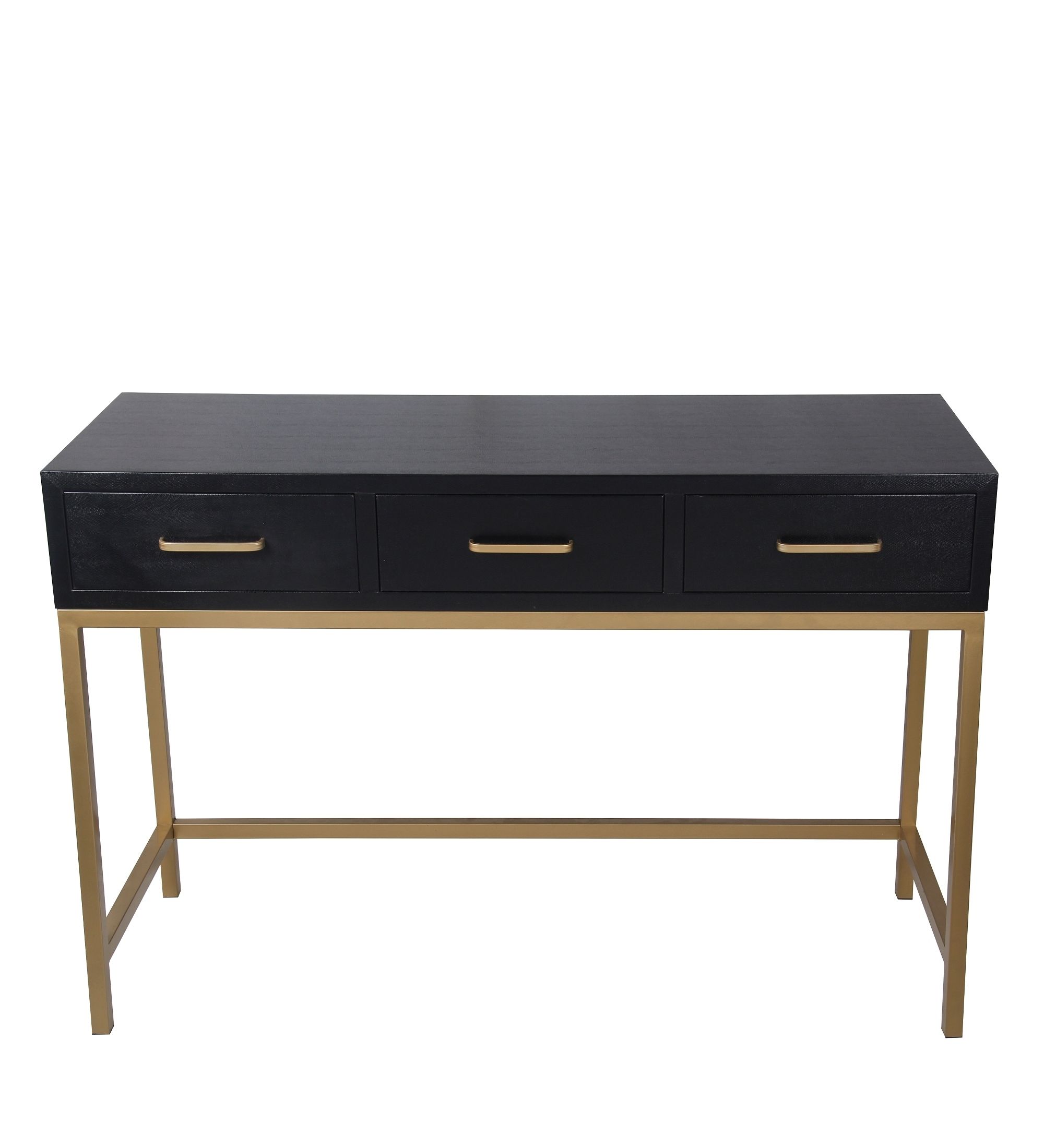 Zeckos: Privilege 68206 3 Drawer Console Table – Black Shagreen With Regard To Latest Marbled Axton Sideboards (View 12 of 20)