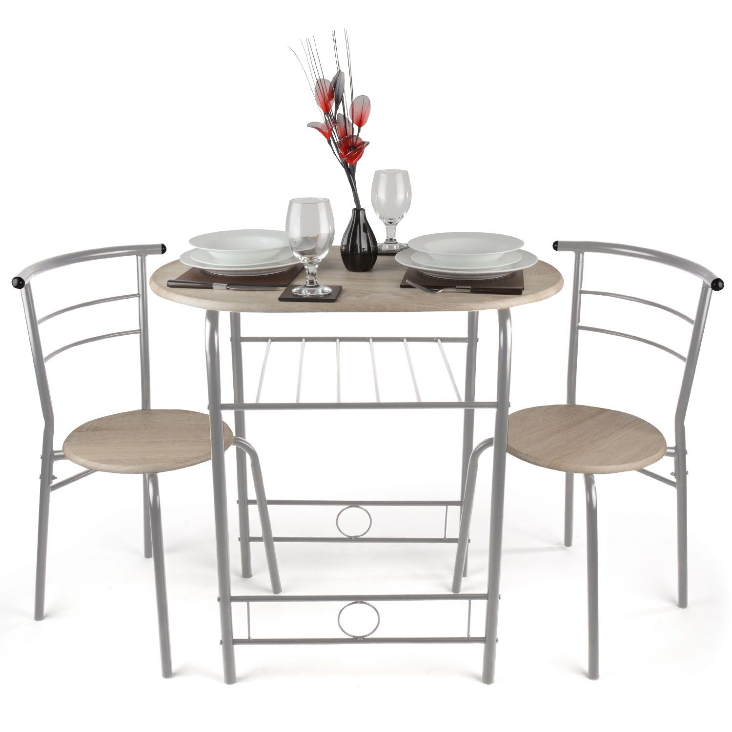 3 Piece Dining Set Breakfast Bar Kitchen Table Chairs Two Person For Favorite 3 Piece Breakfast Dining Sets (View 2 of 20)