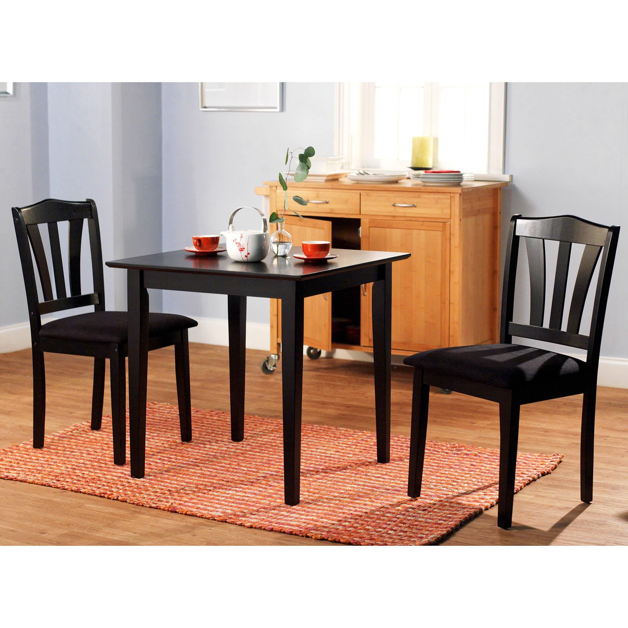 3 Piece Dining Sets With Regard To Best And Newest 3 Piece Dining Set Table 2 Chairs Kitchen Room Wood Furniture (Photo 8 of 20)