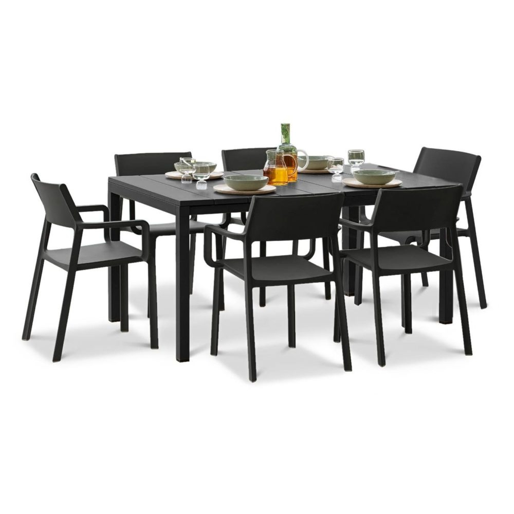 Aria 5 Piece Dining Sets Pertaining To Well Liked Trill Rio Outdoor Extendable Dining Set (6 Seater) (View 19 of 20)