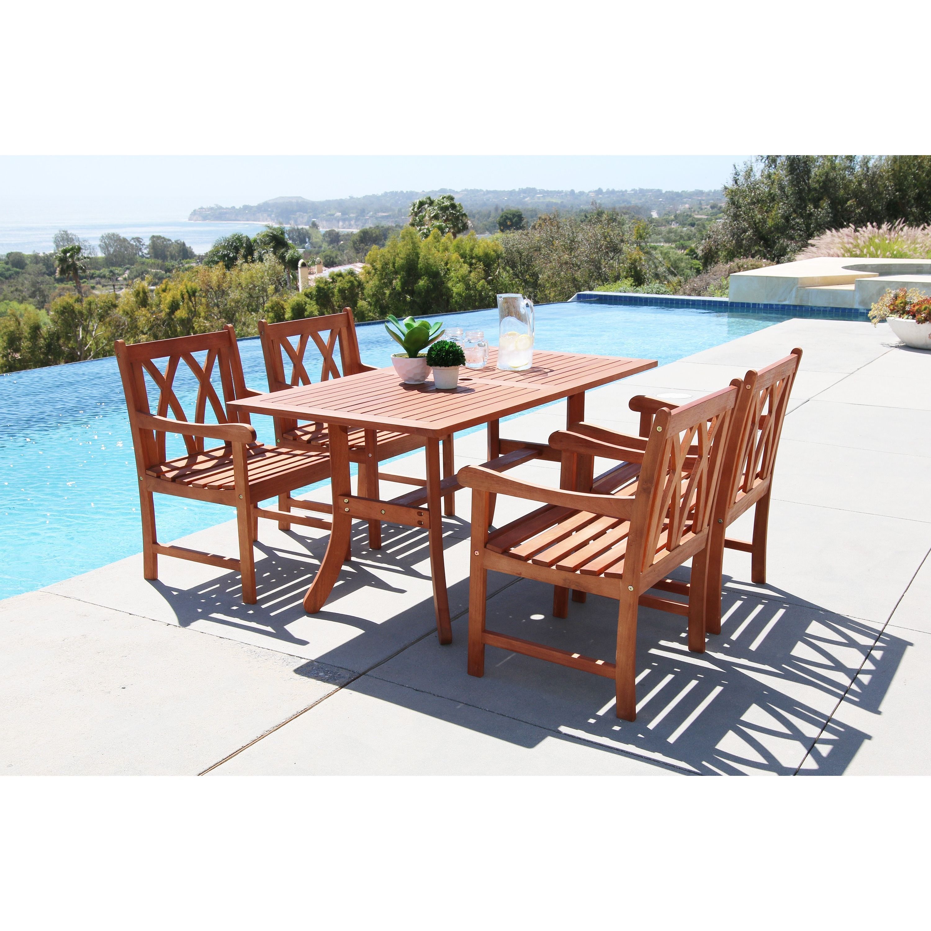 Baxton Studio Keitaro 5 Piece Dining Sets Within Most Popular Vifah Malibu Eco Friendly 5 Piece Outdoor Hardwood Dining Set With (View 16 of 20)