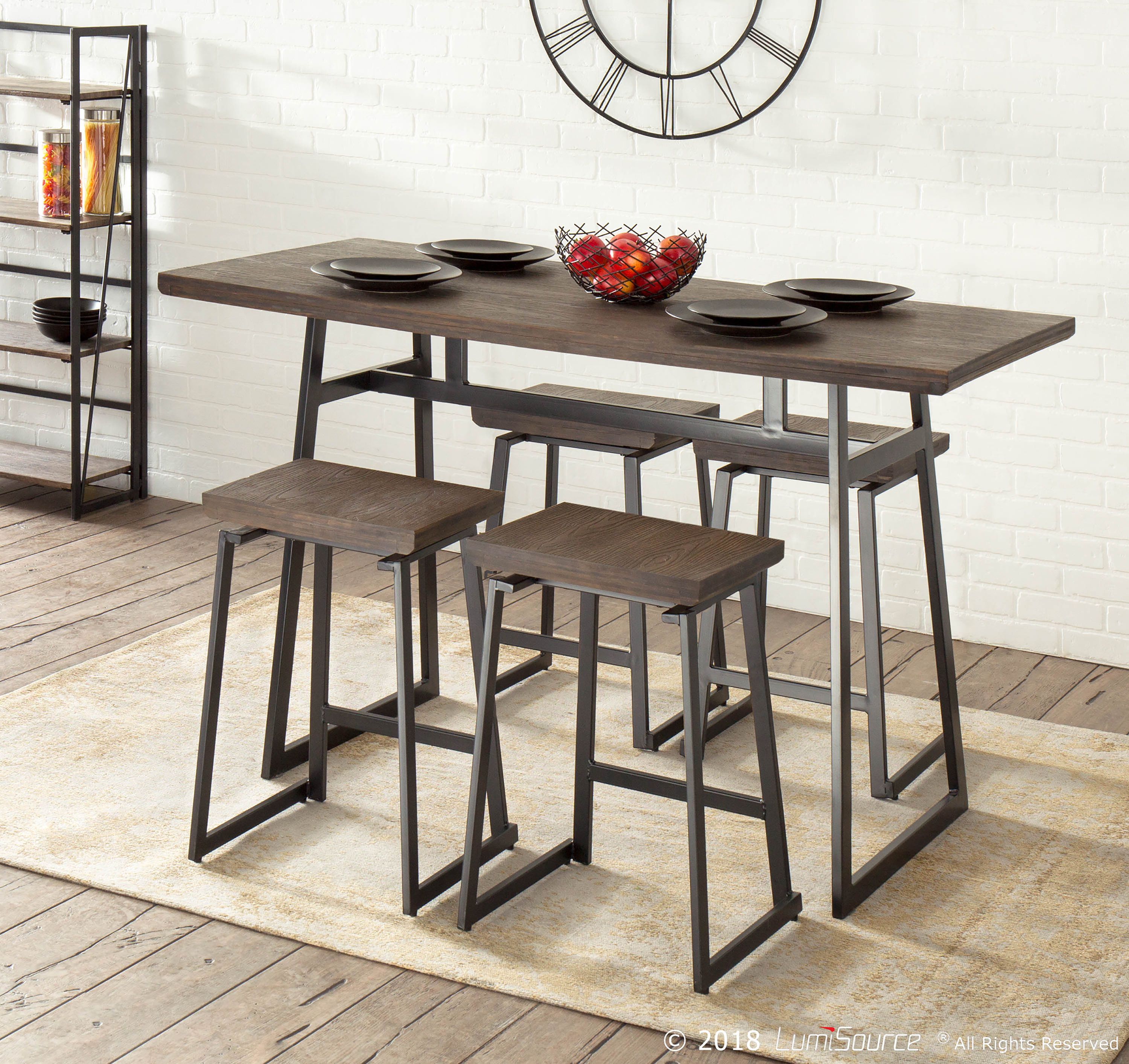 Cassiopeia Industrial 5 Piece Counter Height Dining Set & Reviews Throughout Popular Weatherholt Dining Tables (View 6 of 20)
