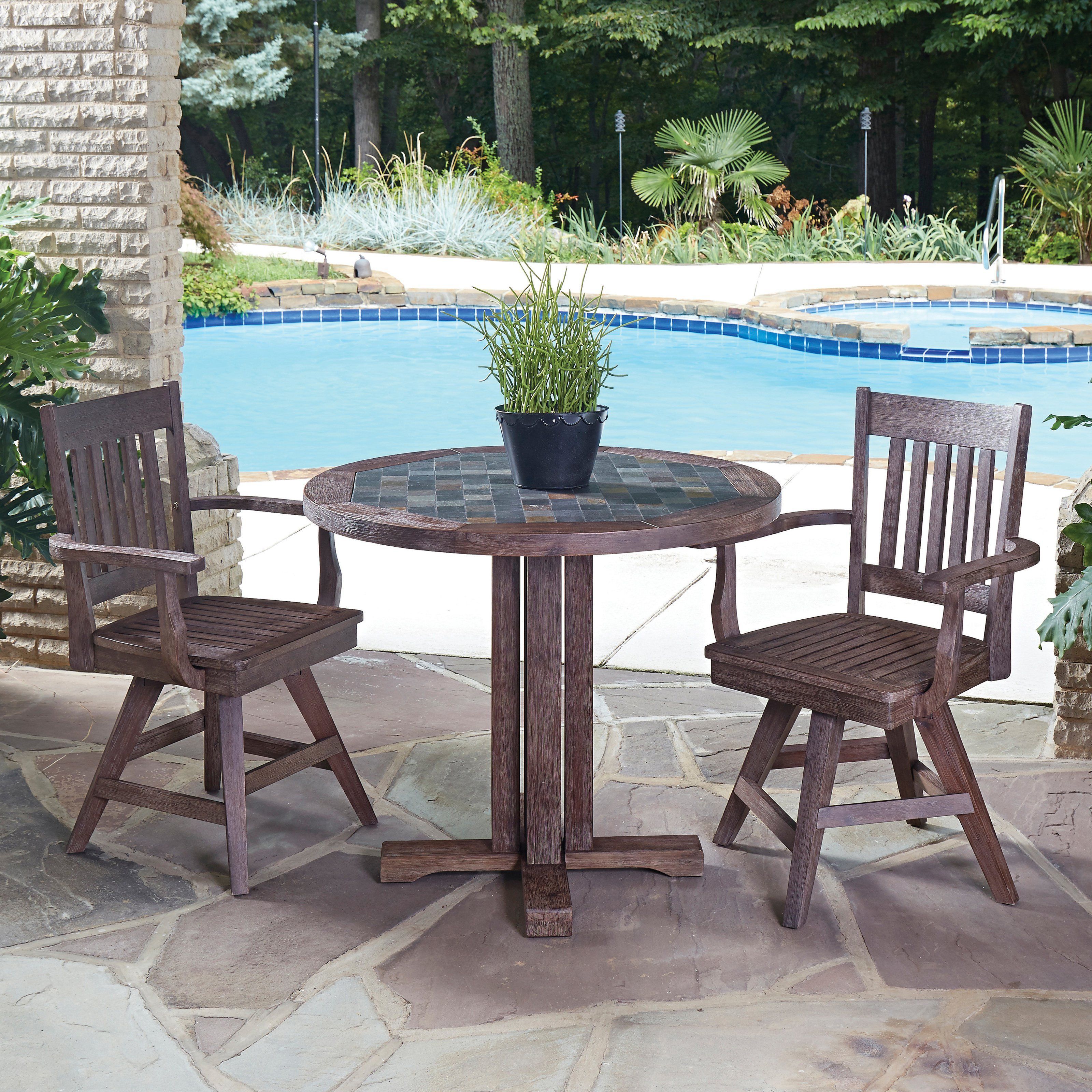 Current Tarleton 5 Piece Dining Sets In Outdoor Home Styles Morocco Wood 3 Piece Round Patio Bistro Set (View 11 of 20)