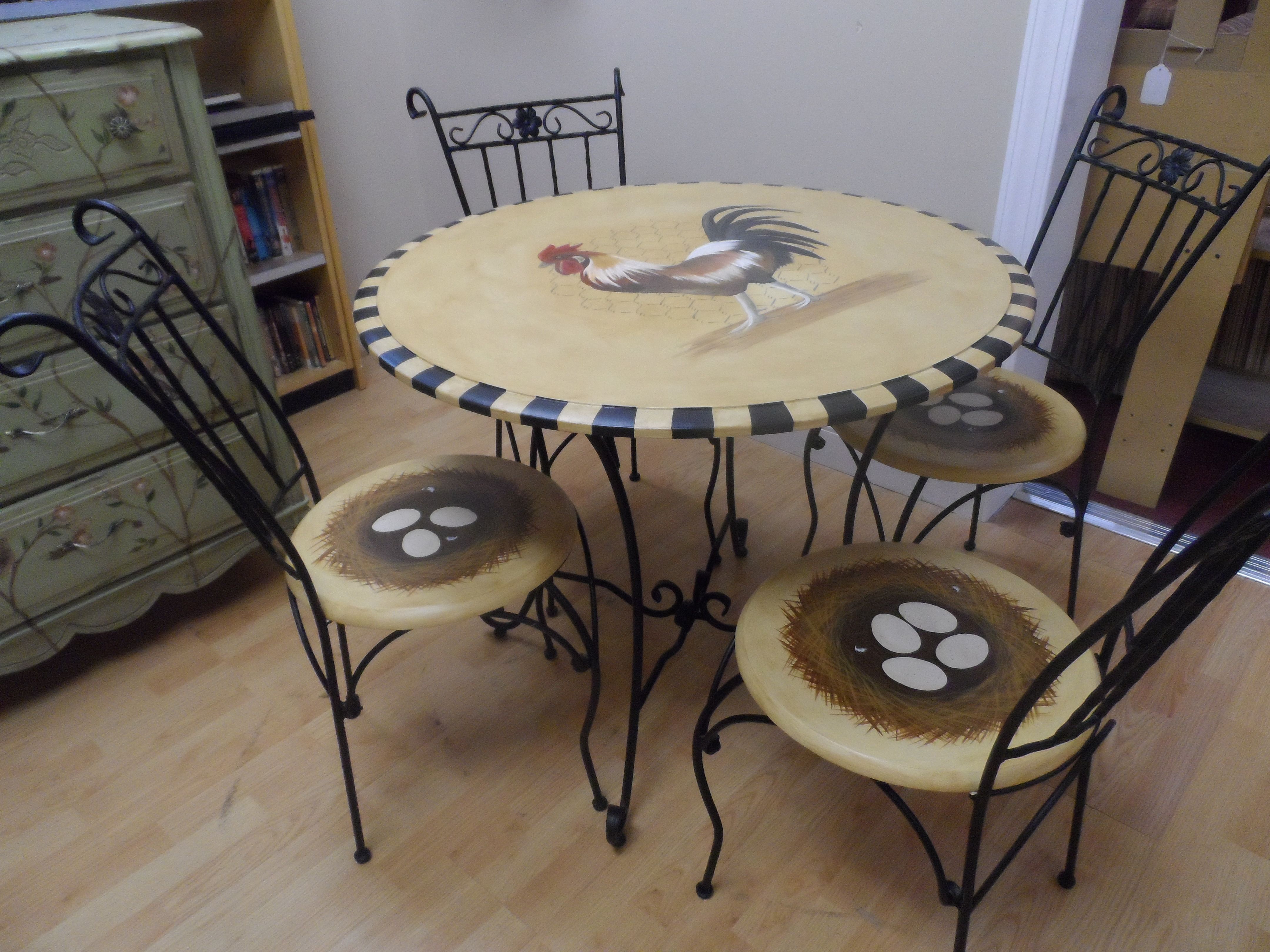 French Country Rooster Table With Nest Chairs  My Most Popular With Fashionable Partin 3 Piece Dining Sets (View 17 of 20)
