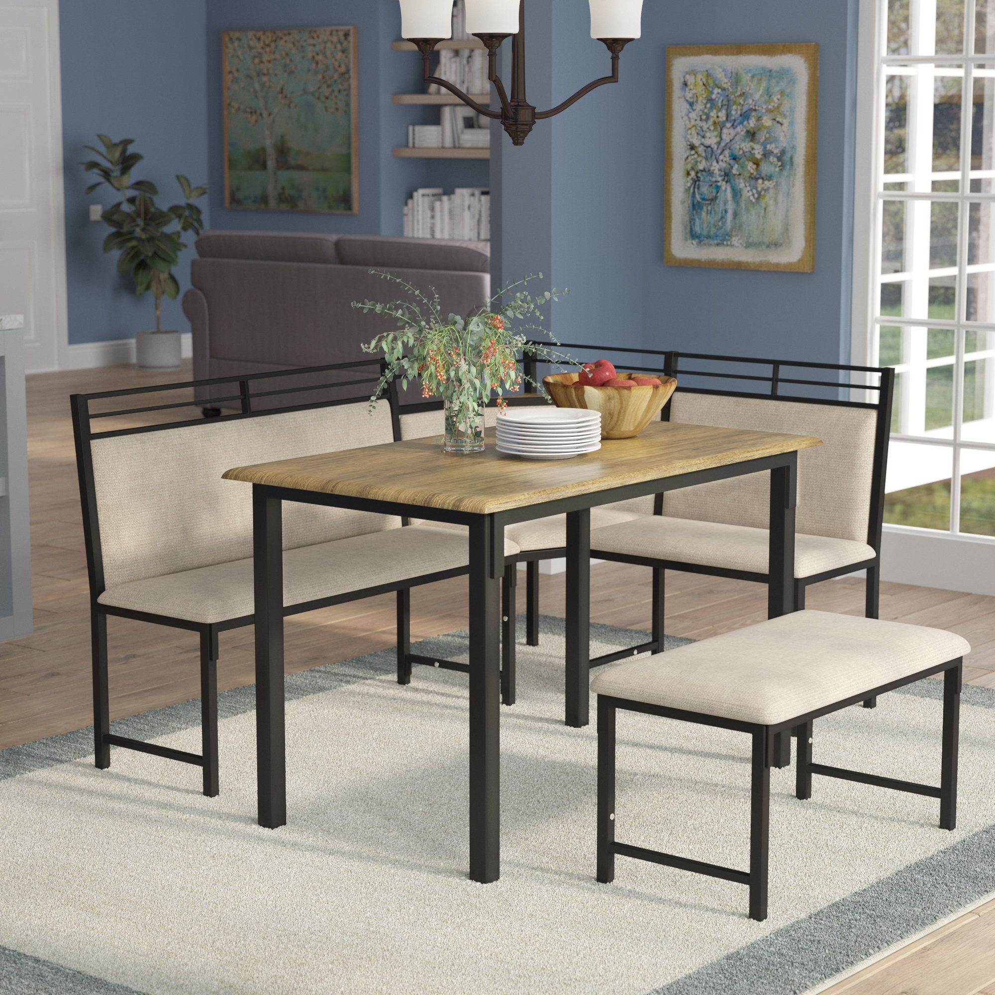 Most Current Frida 3 Piece Dining Table Sets With Regard To Red Barrel Studio Moonachie Corner 3 Piece Dining Set & Reviews (Photo 6 of 20)