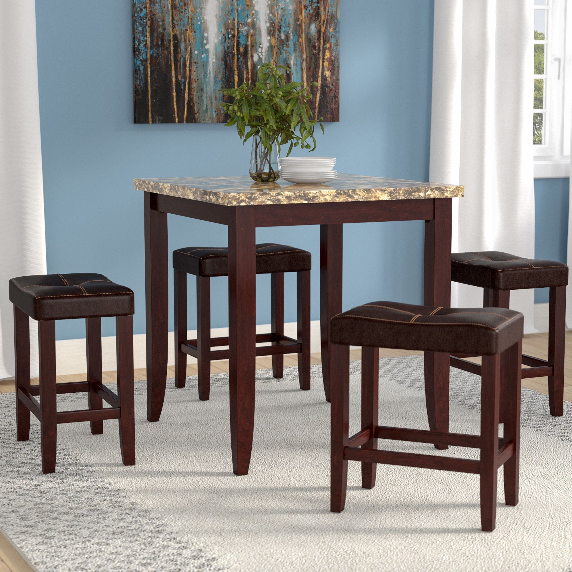Most Current Latitude Run Dejean 5 Piece Counter Height Dining Set & Reviews In Askern 3 Piece Counter Height Dining Sets (set Of 3) (View 8 of 20)