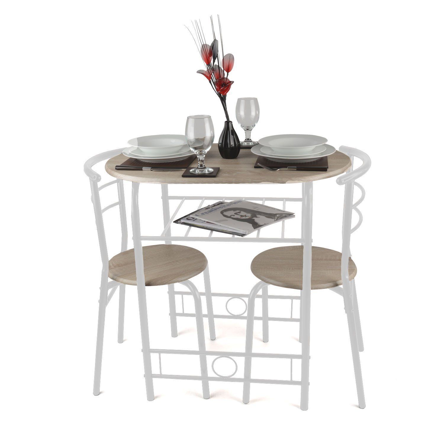 Most Popular 3 Piece Breakfast Dining Sets Pertaining To Christow 3 Piece Breakfast Dining Set White: Amazon.co (View 7 of 20)