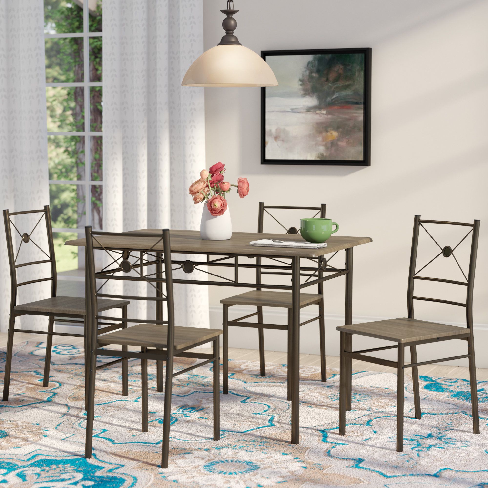Most Popular Taulbee 5 Piece Dining Sets Throughout Andover Mills Kieffer 5 Piece Dining Set & Reviews (View 14 of 20)