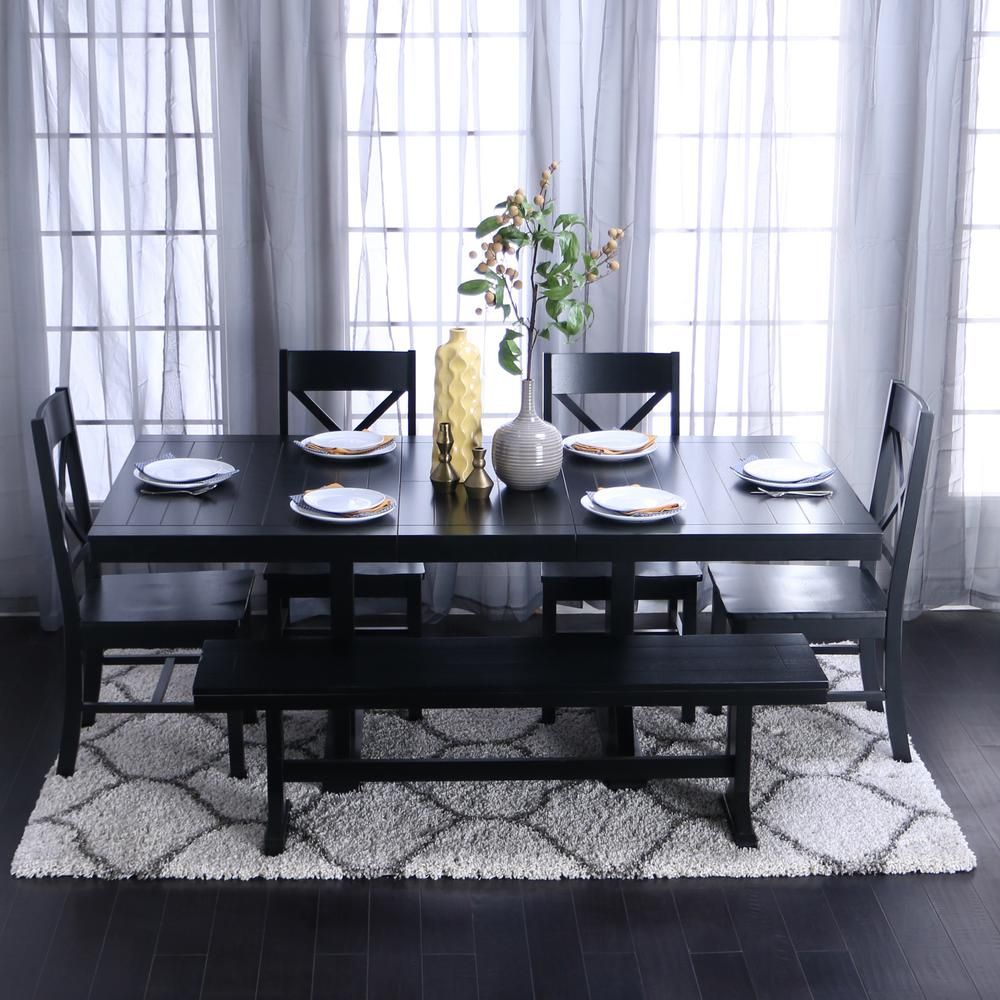 Most Recent Bedfo 3 Piece Dining Sets For Walker Edison Furniture Company Millwright 6 Piece Black Dining Set (View 11 of 20)