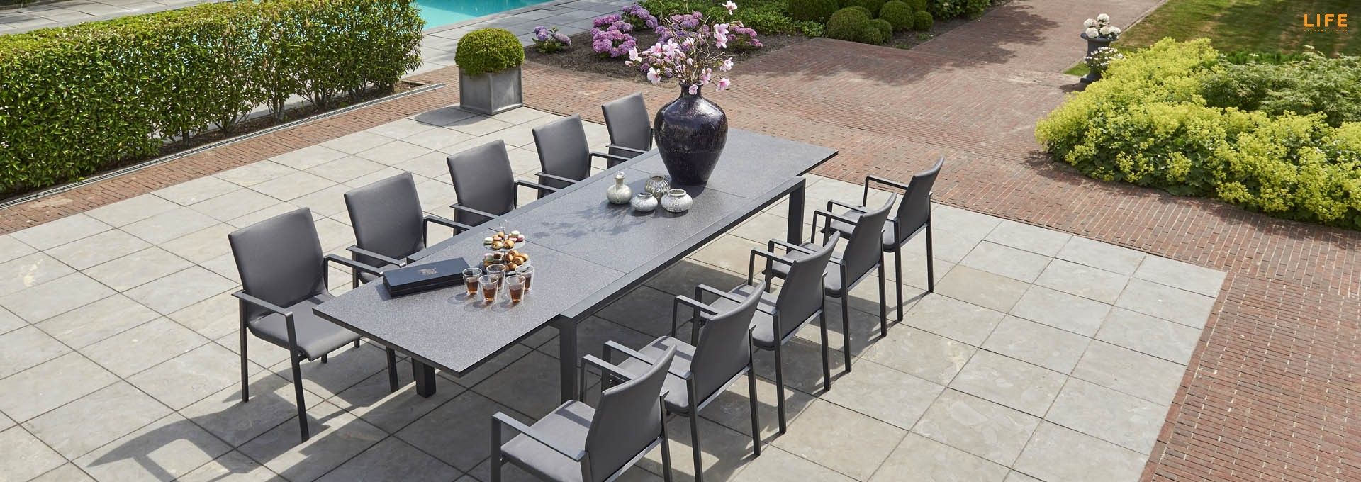 Most Recently Released Anabel Dining Extendable Lava – Life Outdoor Living For Osterman 6 Piece Extendable Dining Sets (set Of 6) (View 19 of 20)