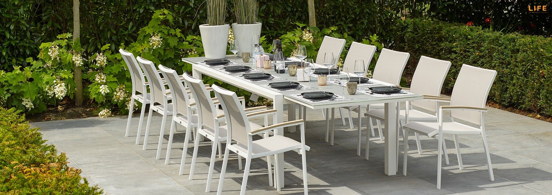 Osterman 6 Piece Extendable Dining Sets (set Of 6) Within Latest Anabel Dining Extendable White – Life Outdoor Living (Photo 14 of 20)