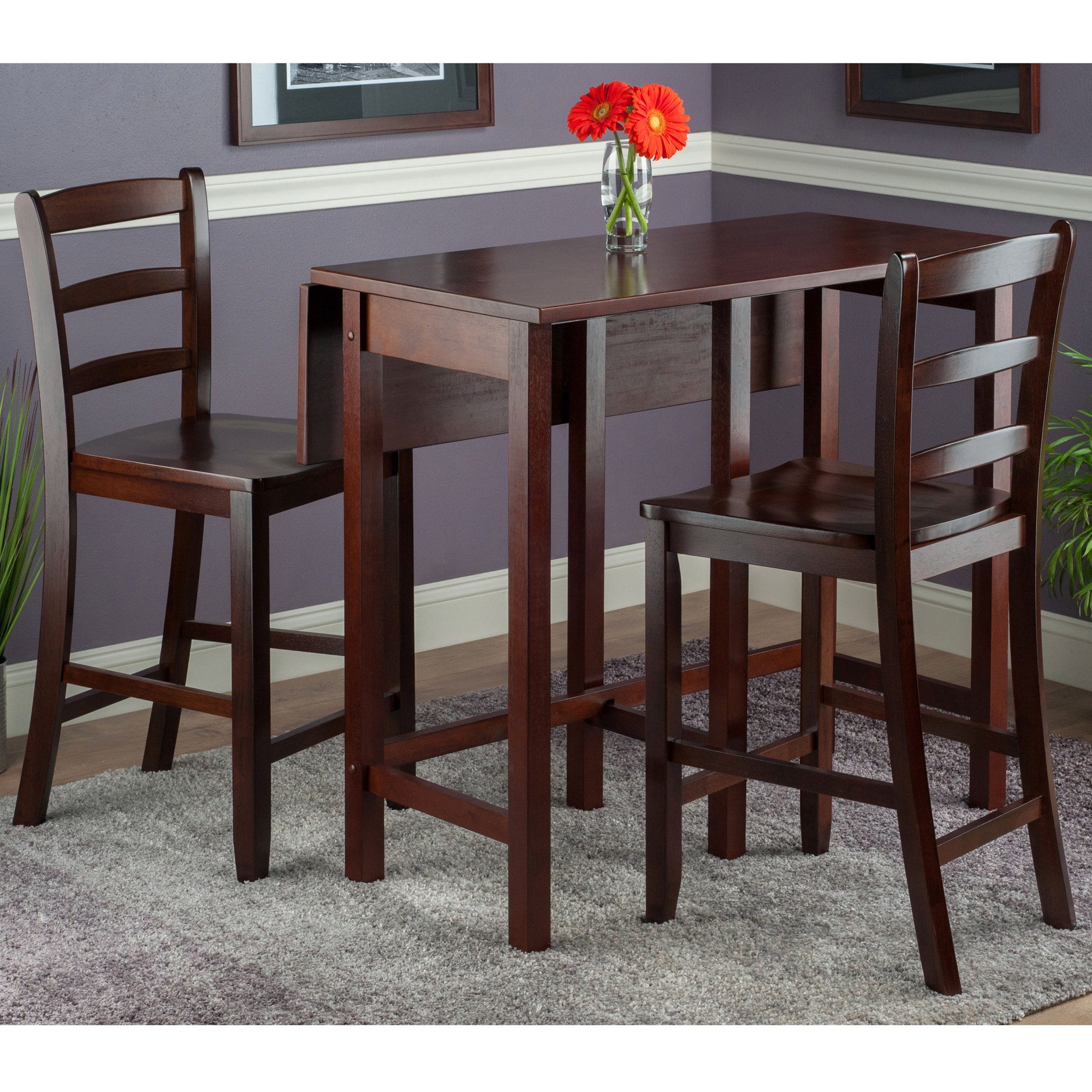 Red Barrel Studio Bettencourt 3 Piece Drop Leaf Dining Set & Reviews Inside Newest Crownover 3 Piece Bar Table Sets (Photo 6 of 20)