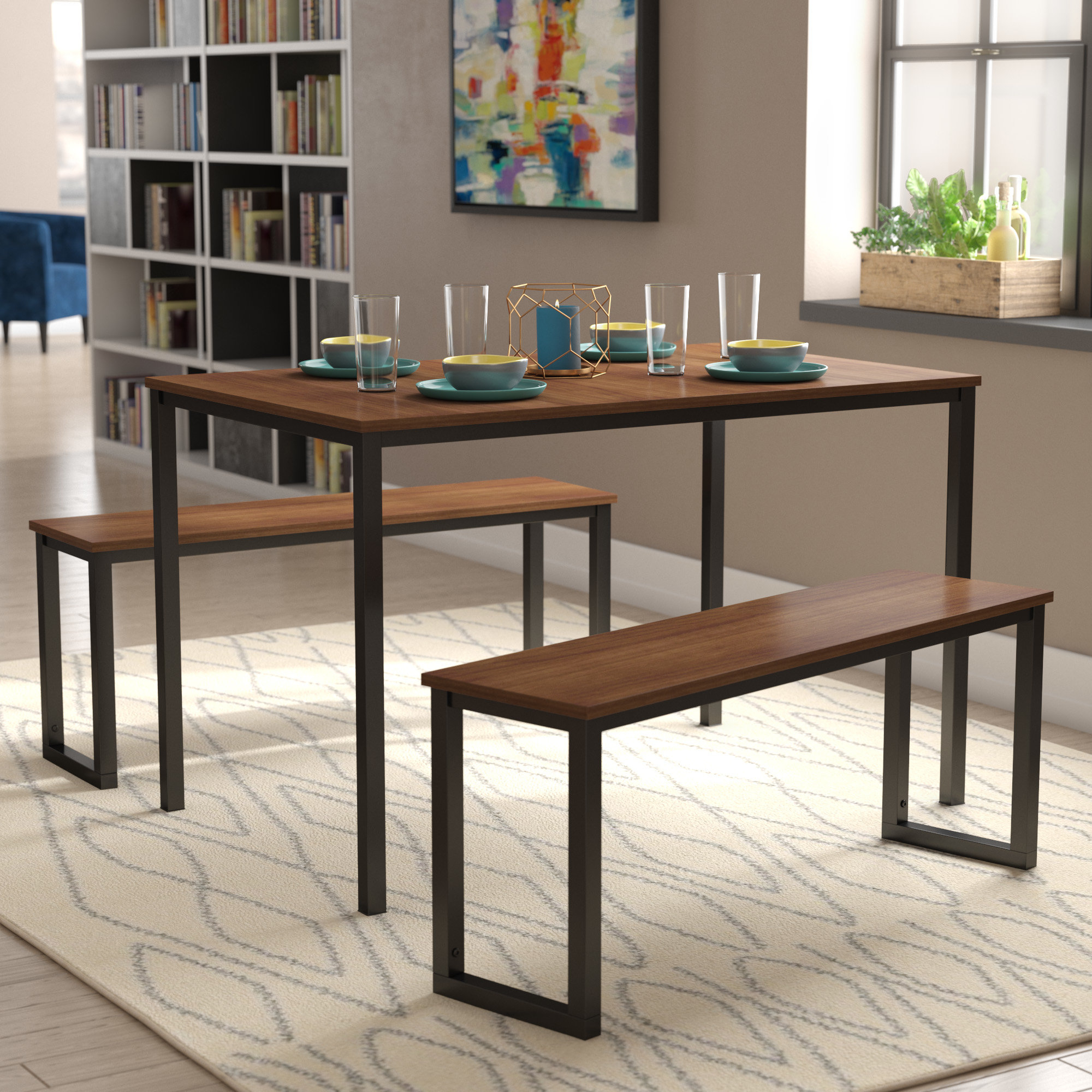 Trendy Modern Rustic Interiors Frida 3 Piece Dining Table Set & Reviews With Frida 3 Piece Dining Table Sets (Photo 1 of 20)