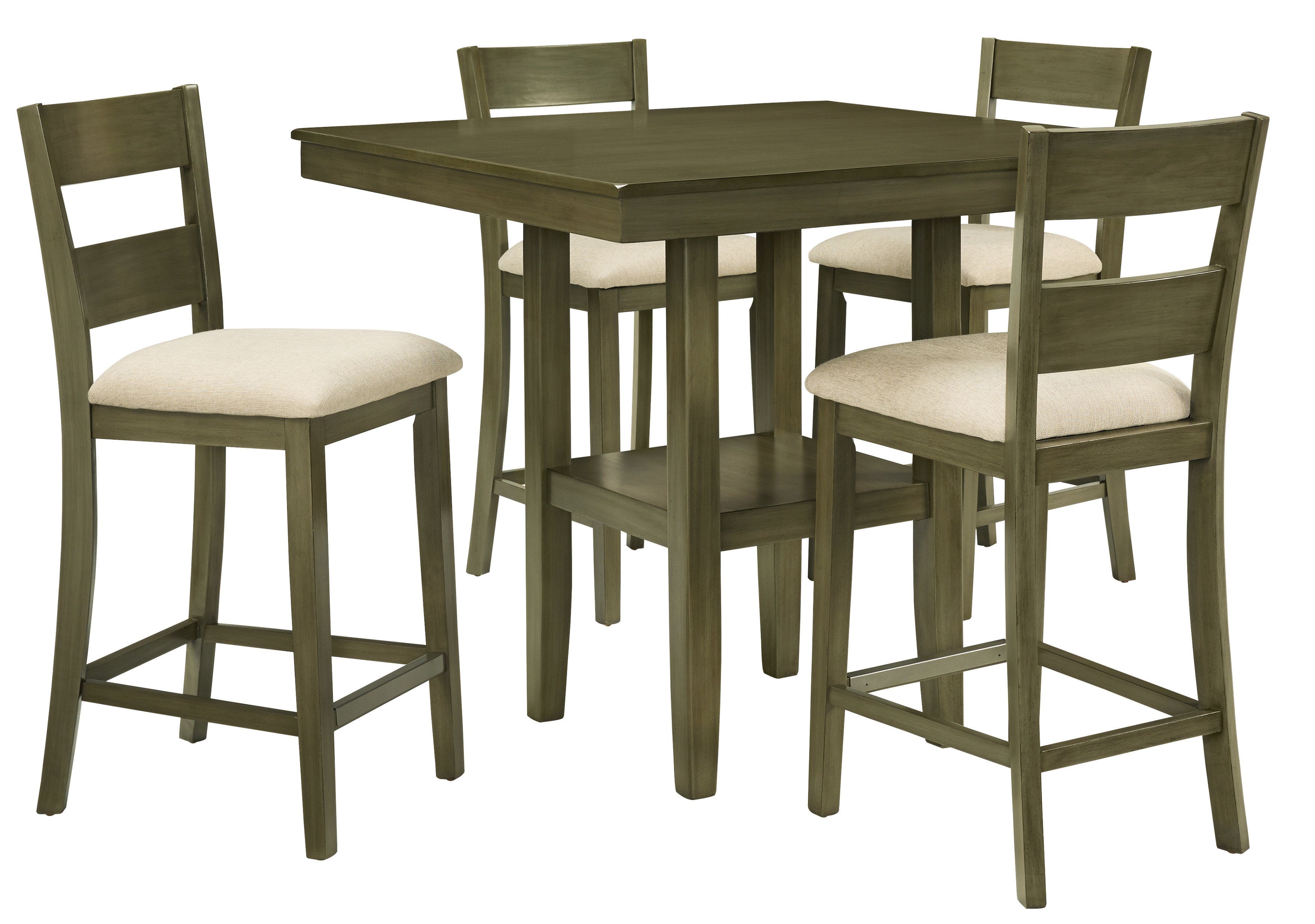 Well Known Nutter 3 Piece Dining Sets Inside Gwyneth 5 Piece Counter Height Dining Set & Reviews (Photo 18 of 20)