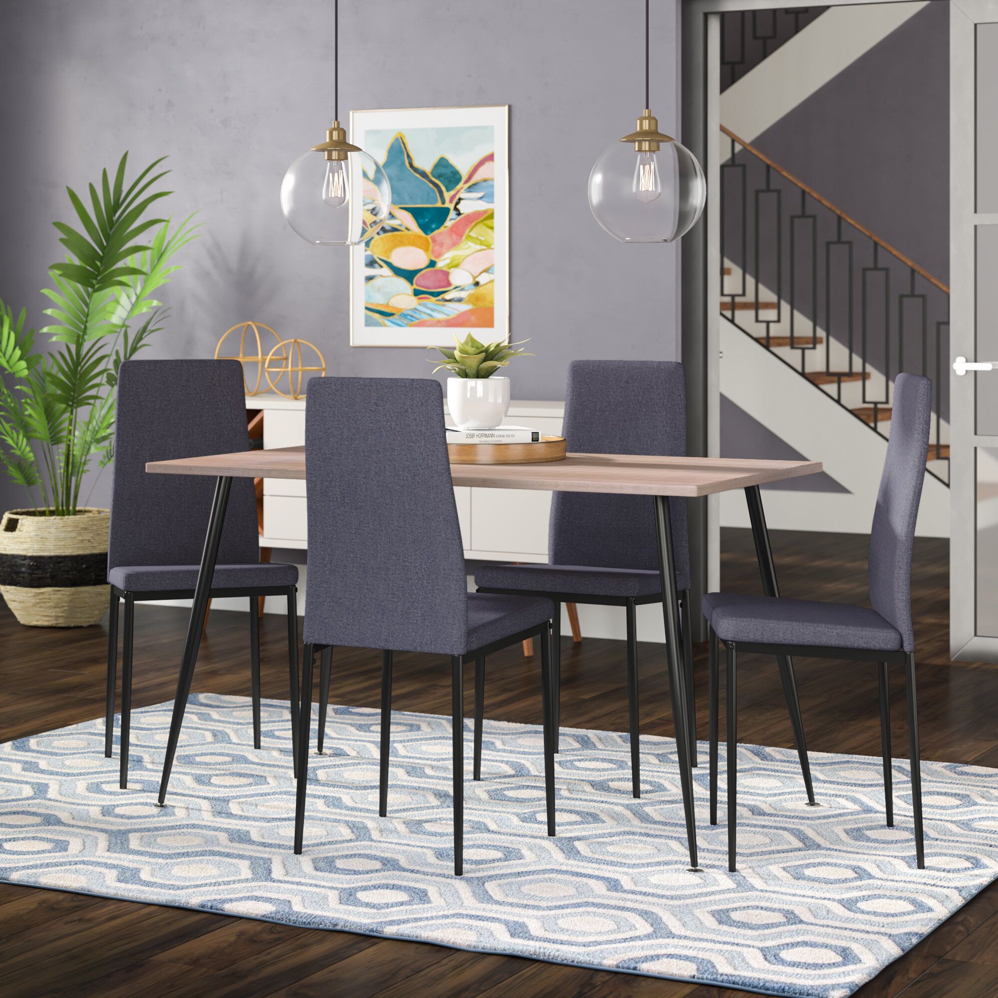 Wrought Studio Nieto Scandinavian Style Exotic 5 Pieces Dining Set With Regard To Fashionable Travon 5 Piece Dining Sets (View 19 of 20)