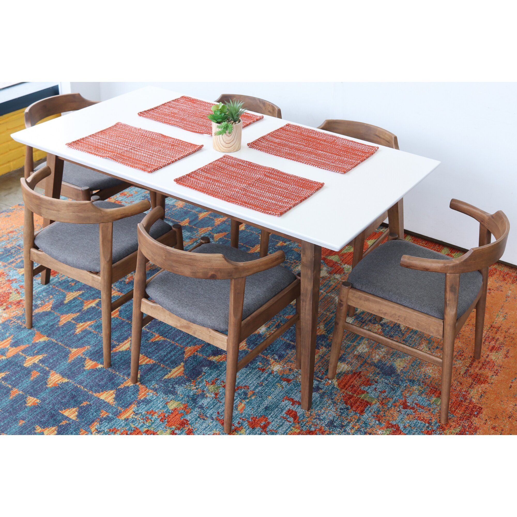 Yedinak 5 Piece Solid Wood Dining Sets Throughout Favorite George Oliver Carlyle 7 Piece Solid Wood Dining Set (View 16 of 20)