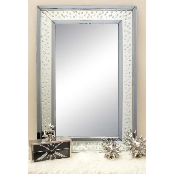 47 In. X 32 In. Rectangular Jewelled Glass Wall Mirror Throughout Modern Rectangle Wall Mirrors (Photo 20 of 20)