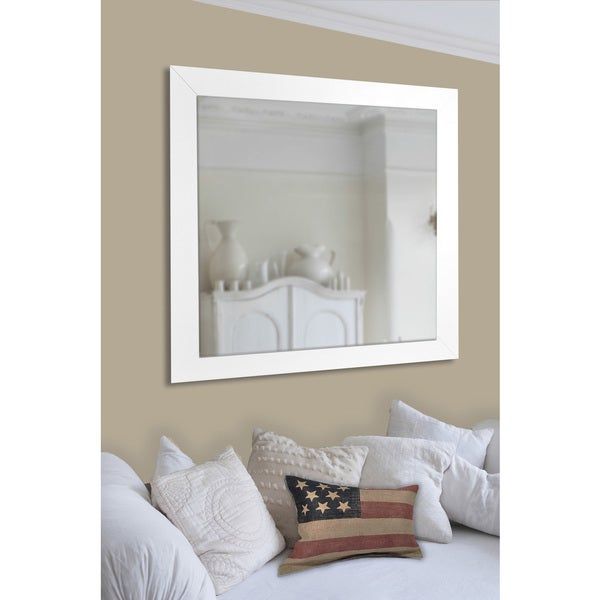 American Made Rayne White Satin Wide Wall/ Vanity Mirror Within American Made Accent Wall Mirrors (Photo 12 of 20)