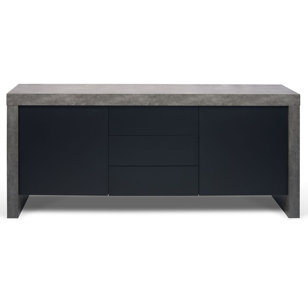 Axan 2 Door And 3 Drawer Sideboard, Concrete And Black With Regard To 2017 Hayslett Sideboards (View 10 of 20)