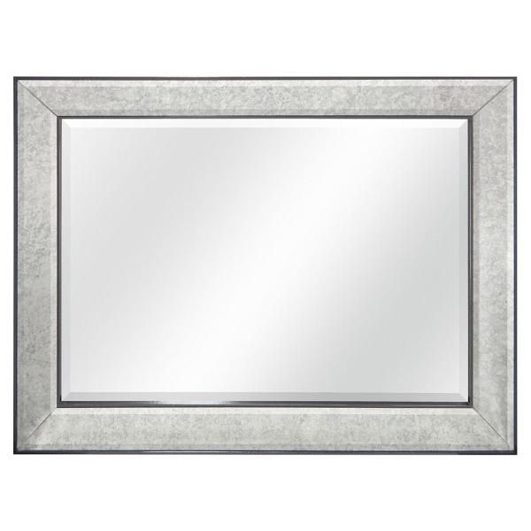 Brighton 40 In. H X 30 In. W Framed Mirror In Pewter For Rectangle Pewter Beveled Wall Mirrors (Photo 7 of 20)