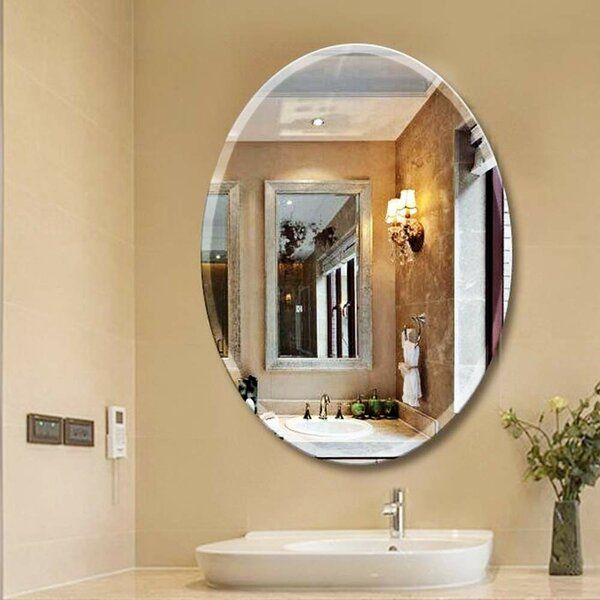Buskerud Oval Frameless Beveled Wall Mirror Regarding Lajoie Rustic Accent Mirrors (View 13 of 20)