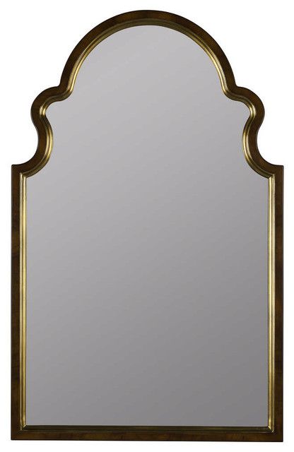 Cooper Classics Reon 38x24 Arch Wall Mirror In Cherry And Gold With Regard To Gold Arch Wall Mirrors (View 15 of 20)