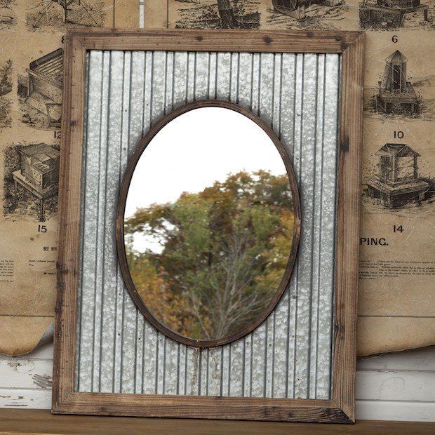 Corrugated Metal Mirror | Tin Frame Mirror Antique Farmhouse Pertaining To Rectangle Antique Galvanized Metal Accent Mirrors (View 16 of 20)