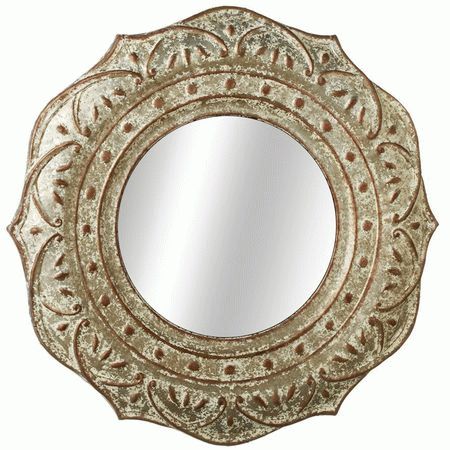 Embossed Medallion Wall Mirror – Iron Accents Inside Medallion Accent Mirrors (Photo 8 of 20)