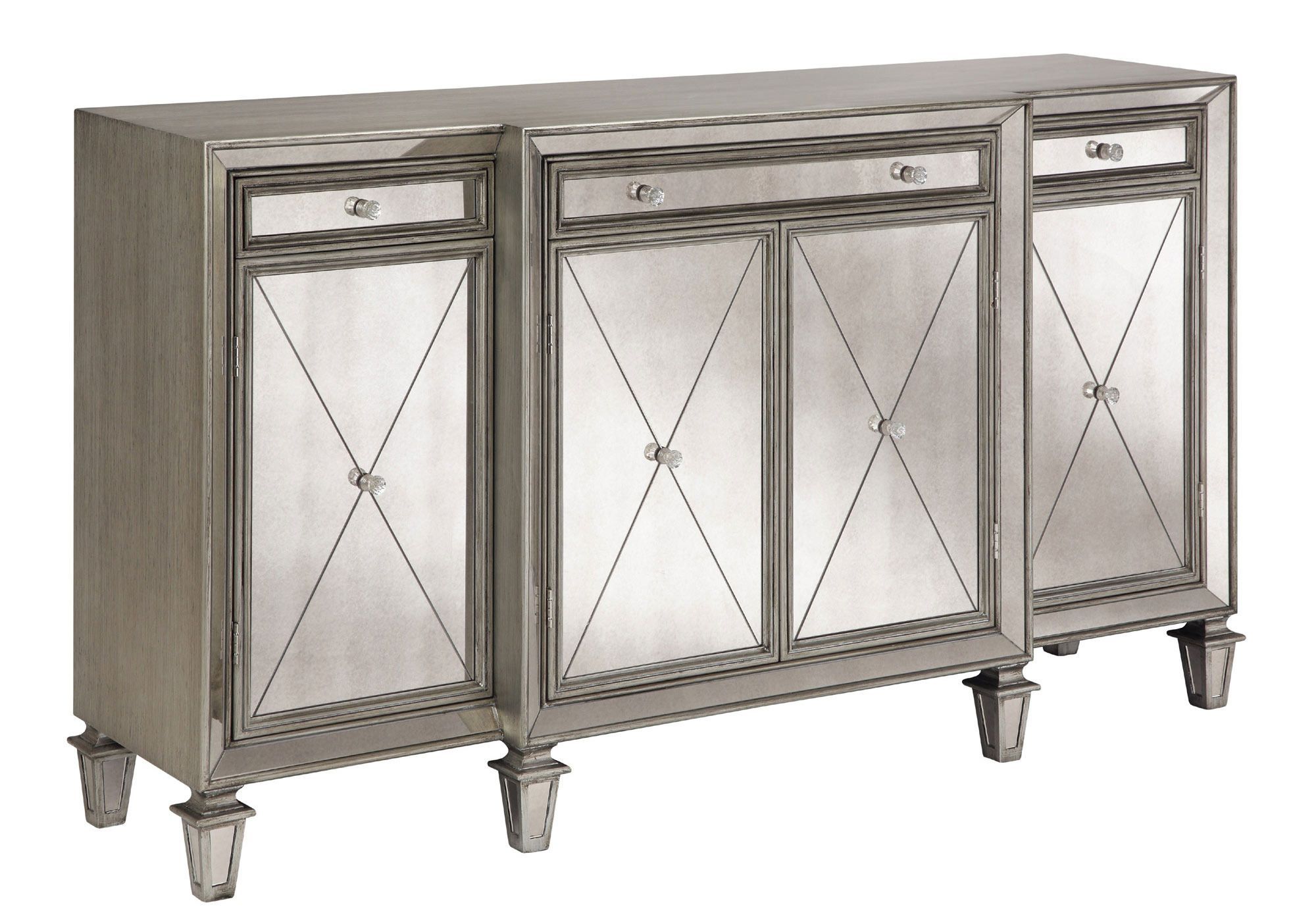 Erica Four Door, Three Drawer Sideboard In Silver | Stein With Current Stillwater Sideboards (View 17 of 20)