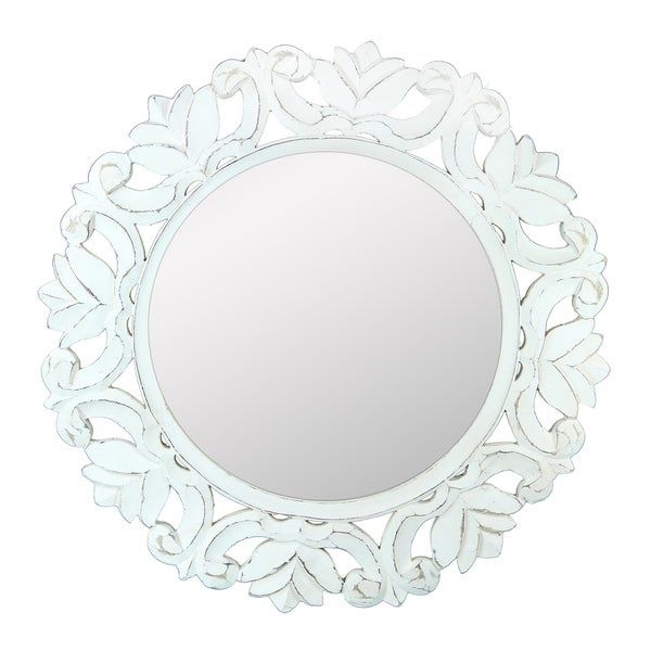 Essential Decor & Beyond White Wooden Accent Mirror In Wood Accent Mirrors (Photo 10 of 20)