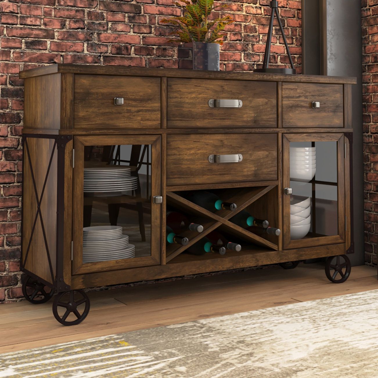 Farmhouse & Rustic Medium Brown Wood Sideboards & Buffets Intended For 2017 Lanesboro Sideboards (Photo 19 of 20)