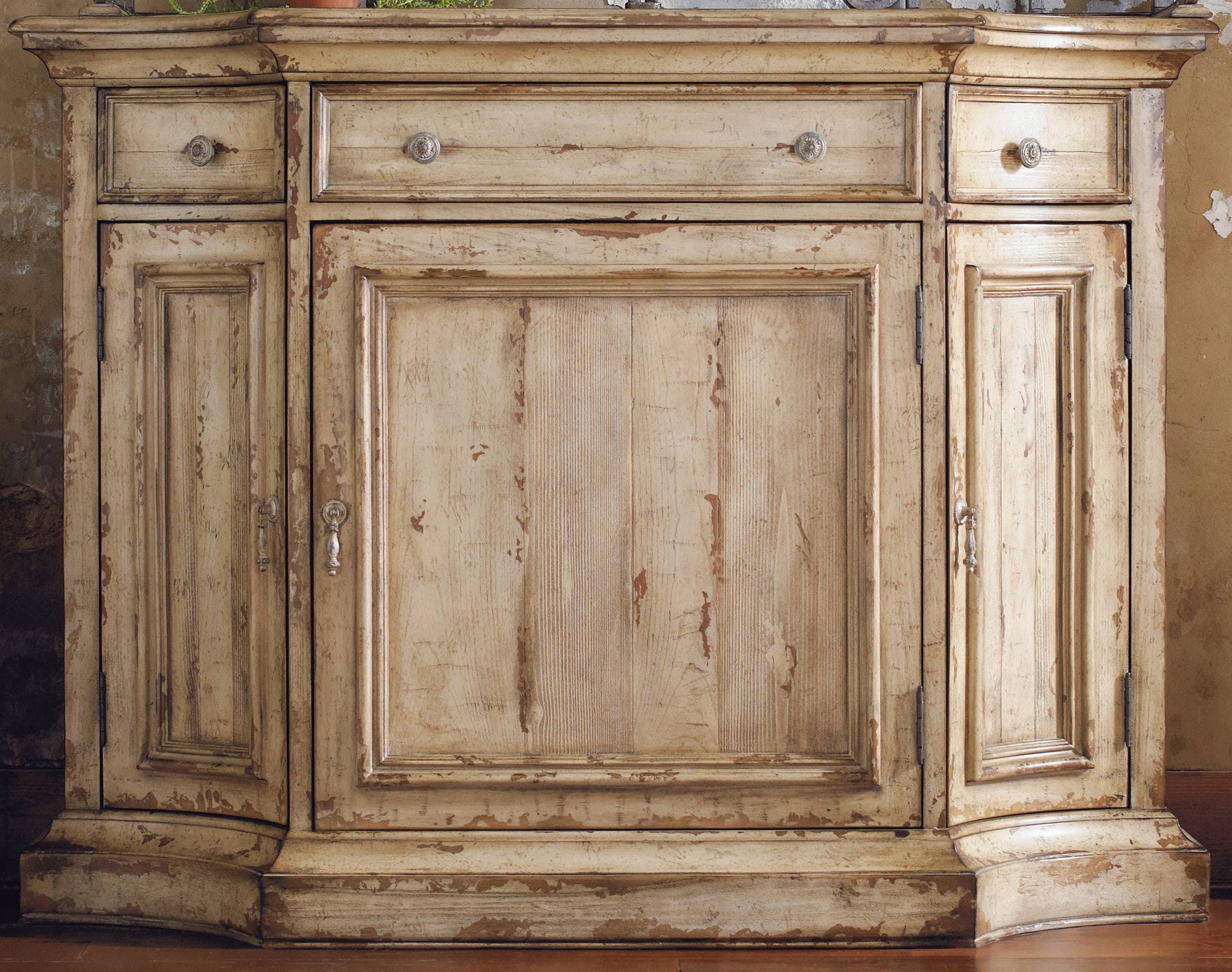 Featuring A Unique Taupe Paint Finish With Cherry And Pine Within Latest Hayslett Sideboards (View 15 of 20)