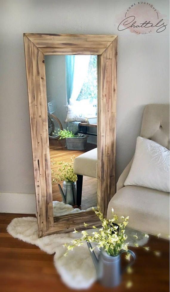 Full Length Mirror, Wall Mirror, Floor Rustic Mirror, Corner Within Handcrafted Farmhouse Full Length Mirrors (View 20 of 20)