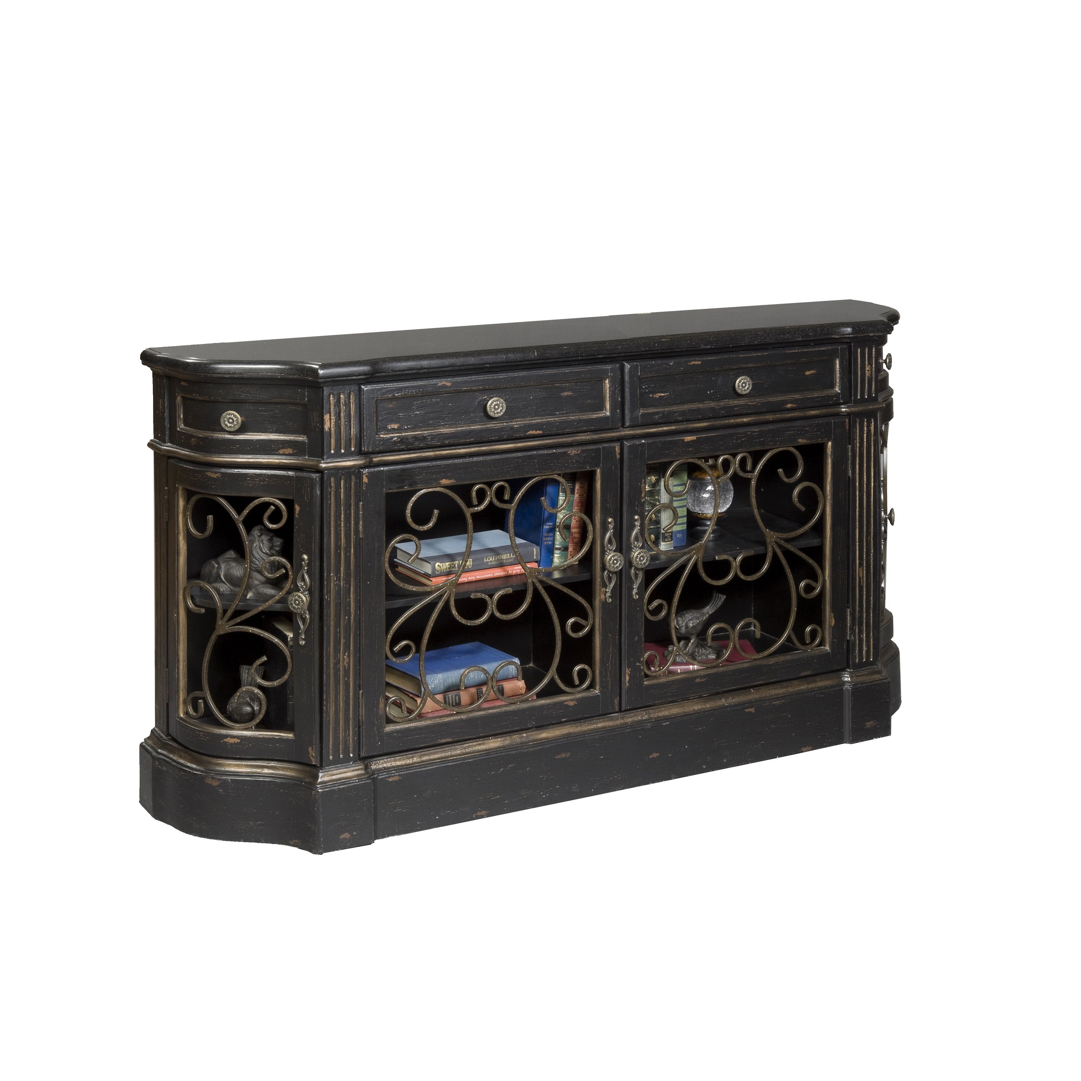 Hand Painted Distressed Black Finish Credenza Chest Throughout Recent Shoreland Sideboards (View 4 of 20)