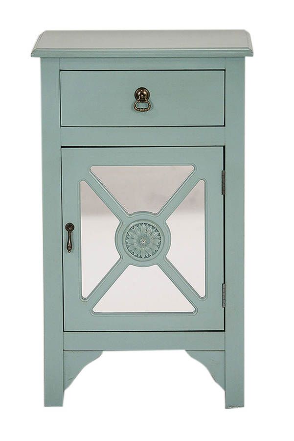 Homeroots Medallion Turquoise Trellis Mirror Accent Cabinet In Medallion Accent Mirrors (Photo 20 of 20)