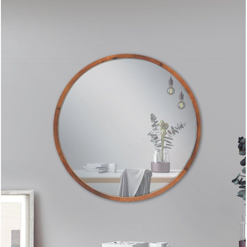 Jazmyn Decorative Round Wood Accent Mirror Pertaining To Wood Accent Mirrors (Photo 13 of 20)