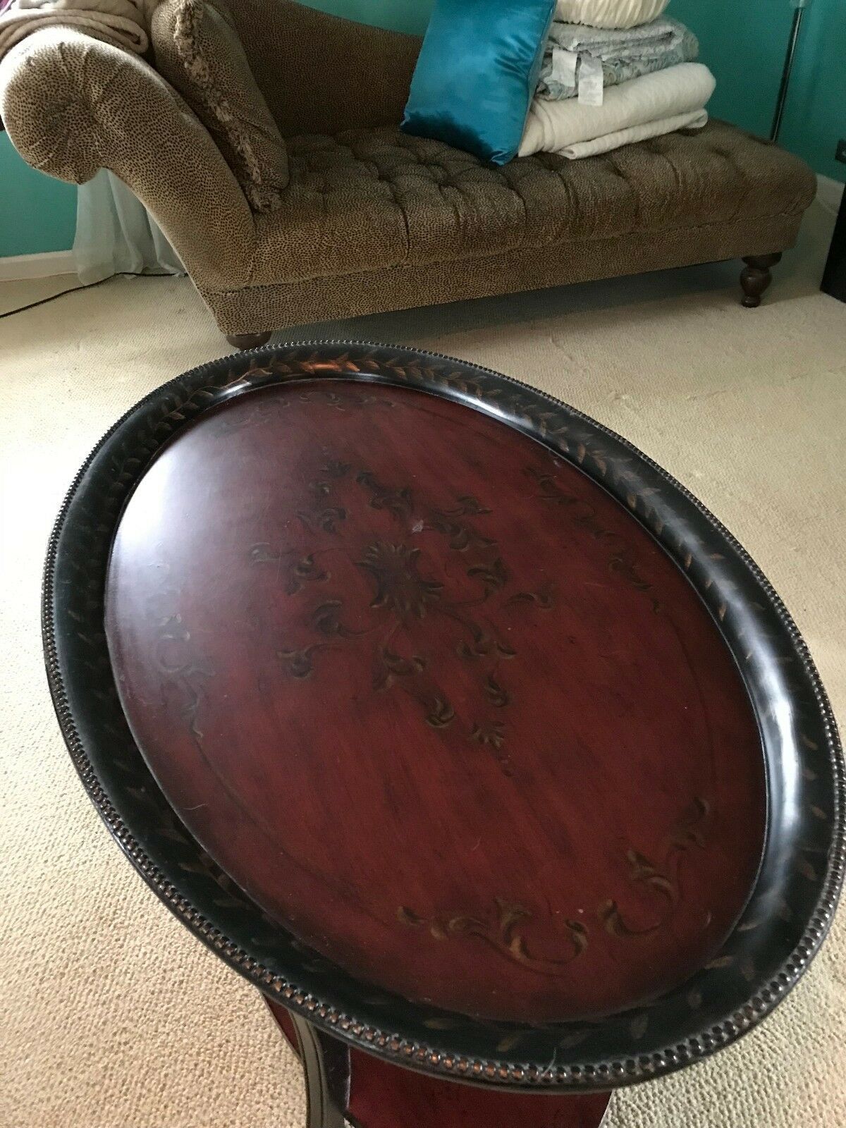 Kadine Coffee Tableastoria Grand  Traditional Red & Black Oval Tray  Style Intended For Newest Wattisham Sideboards (View 15 of 20)