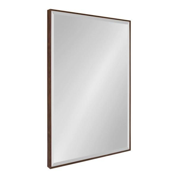Kate And Laurel Rhodes Rectangle Walnut Brown Plastic Wall Regarding Rectangle Plastic Beveled Wall Mirrors (View 5 of 20)