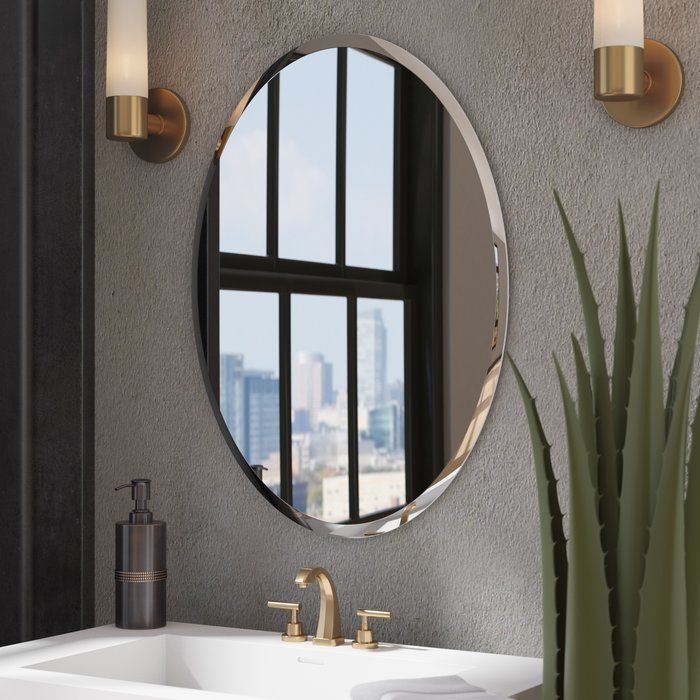 Kayden Bathroom Mirror With Estefania Frameless Wall Mirrors (Photo 18 of 20)