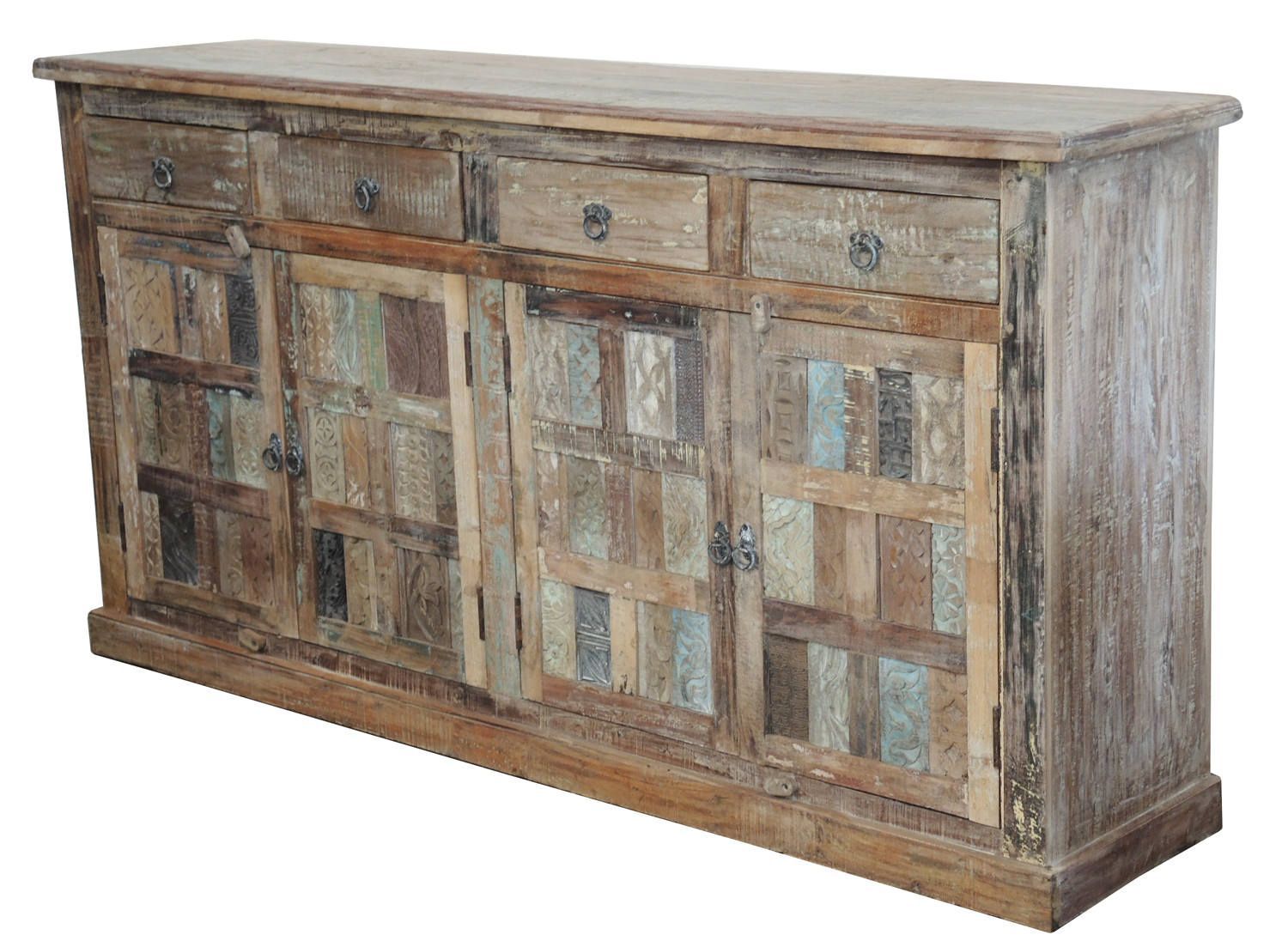 Light Distressed Indian Teak Cabinet From Terra Nova Designs Intended For Most Popular Hayslett Sideboards (View 7 of 20)